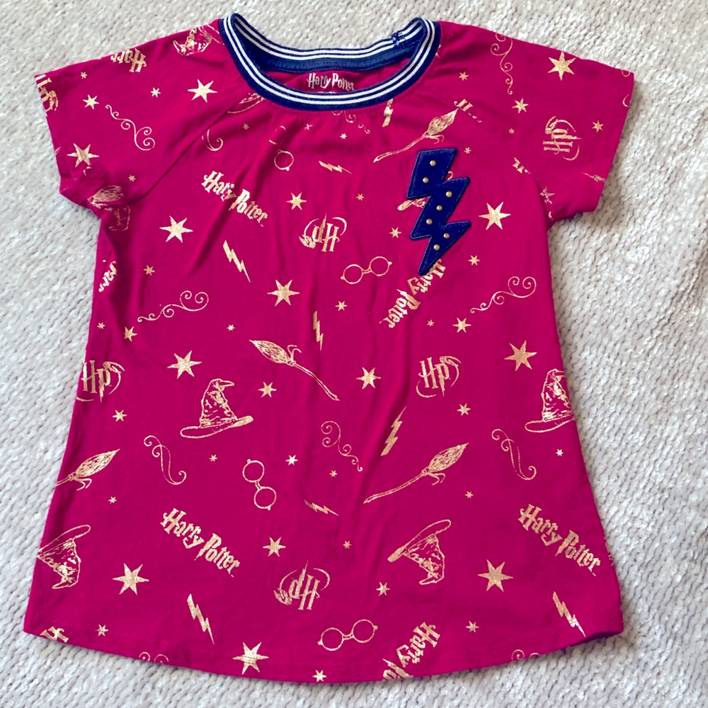Harry Potter Hogwarts Short Sleeve T-Shirt Tee Girls, Lightening Bolt, 7/8